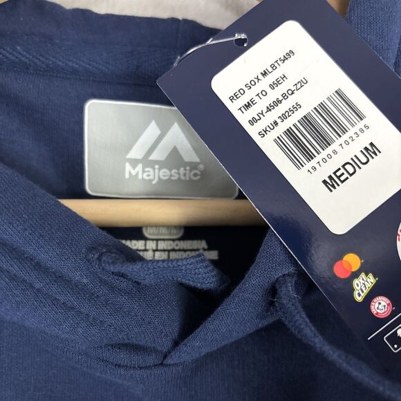 Majestic Boston Red Sox Pullover Hoodie Navy Blue MLB Size Medium NWT - Picture 3 of 5